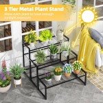 3-Tier Waterproof Metal Plant Stand - Black