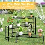 3-Tier Waterproof Metal Plant Stand - Black