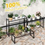 3-Tier Waterproof Metal Plant Stand - Black
