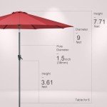 Rust Red 9ft Patio Umbrella with Tilt & Crank
