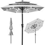 10ft Solar Patio Umbrella with LED Lights