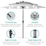 10ft Solar Patio Umbrella with LED Lights