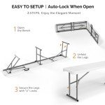 VINGLI 6-Foot Folding Picnic Bench - 2 Pack
