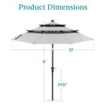10ft Solar Patio Umbrella with LED Lights