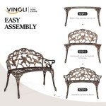 VINGLI 38.5" Rose Metal Bench for Patio