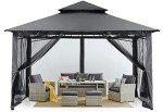 Outdoor Garden Gazebo with Steel Frame and Netting