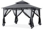 Outdoor Garden Gazebo with Steel Frame and Netting