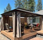 YOLENY 10'x13' Hardtop Outdoor Gazebo with Curtains