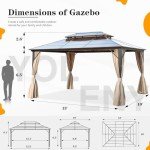 YOLENY 10'x13' Hardtop Outdoor Gazebo with Curtains