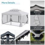 Light Gray 10' x 13' Patio Gazebo Canopy