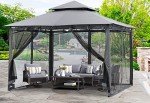 Outdoor Garden Gazebo with Steel Frame and Netting