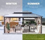 YOLENY 10'x13' Hardtop Outdoor Gazebo with Curtains