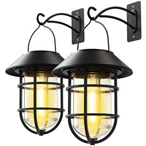 Hanging Solar Lanterns with Hooks - 2 Pack