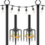 10Ft Metal Light Stands for Outdoor String Lights