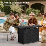 YITAHOME 43" Black Propane Fire Pit Table