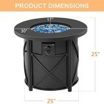 30" BALI Propane Fire Pit Table with Glass Top