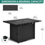 YITAHOME 43" Black Propane Fire Pit Table