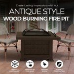 Bronze 30" Steel Slate Top Square Fire Pit