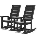 Oversized Black Outdoor Rocking Chair Set of 2