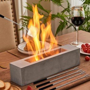 Portable Concrete Tabletop Fire Pit for Indoor/Outdoor