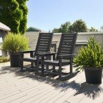 Oversized Black Outdoor Rocking Chair Set of 2