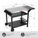 Feasto 3-Shelf Movable Grill Prep Table