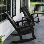Oversized Black Outdoor Rocking Chair Set of 2