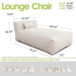 Light Beige Bean Bag Chaise Lounge Chair Set