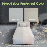 Light Beige Bean Bag Chaise Lounge Chair Set