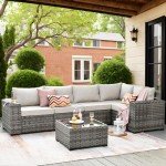6-Piece Outdoor Sectional Sofa Set with Cushions