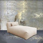 Light Beige Bean Bag Chaise Lounge Chair Set