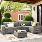 6-Piece Outdoor Sectional Sofa Set, Dark Grey