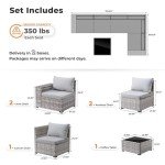 6-Piece Outdoor Sectional Sofa Set, Dark Grey