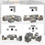 6-Piece Outdoor Sectional Sofa Set, Dark Grey