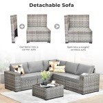 6-Piece Outdoor Sectional Sofa Set, Dark Grey