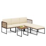 6-Piece Acacia Wood Patio Furniture Set with Cushions