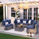 7-Piece Waterproof Wicker Patio Sectional Set