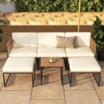 6-Piece Acacia Wood Patio Furniture Set with Cushions