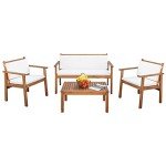 Devoko 4-Piece Acacia Wood Outdoor Sofa Set