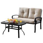 Tangkula Beige 2-Piece Patio Loveseat and Table Set