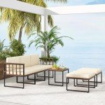 6-Piece Acacia Wood Patio Furniture Set with Cushions