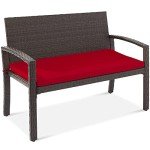 2-Person Wicker Outdoor Patio Bench with Cushion