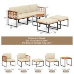 6-Piece Acacia Wood Patio Furniture Set with Cushions