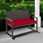 2-Person Wicker Outdoor Patio Bench with Cushion