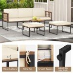 6-Piece Acacia Wood Patio Furniture Set with Cushions