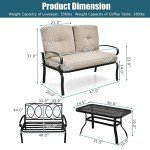 Tangkula Beige 2-Piece Patio Loveseat and Table Set