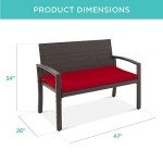 2-Person Wicker Outdoor Patio Bench with Cushion