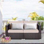 Tangkula Wicker Loveseat Sofa with Cushions