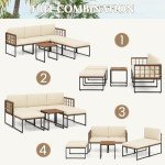 6-Piece Acacia Wood Patio Furniture Set with Cushions