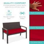 2-Person Wicker Outdoor Patio Bench with Cushion